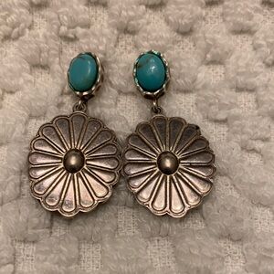 Silver and Turquoise Concho Earrings